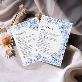 Tarjeta De Recepción Elegant dusty blue floral wedding details 