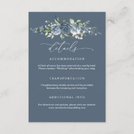 Tarjeta De Recepción Elegant Dusty Blue Floral Wedding Enclosure Card