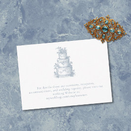 Tarjeta De Recepción Elegant Dusty Blue Toile French Manor Wedding 