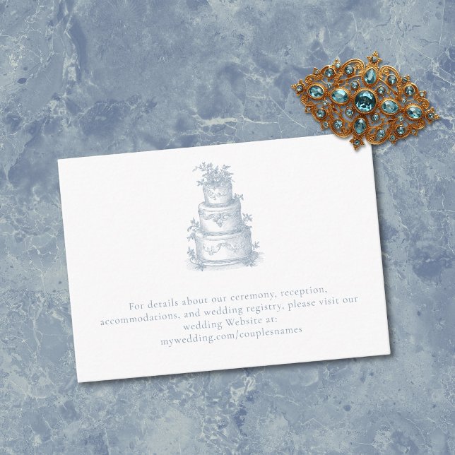 Tarjeta De Recepción Elegant Dusty Blue Toile French Manor Wedding  (Elegant Dusty Blue Toile French Manor Wedding Enclosure Card)