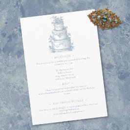 Tarjeta De Recepción Elegant Dusty Blue Toile French Manor Wedding