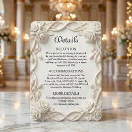 Tarjeta De Recepción Elegant Faux Plaster Floral Relief Formal Wedding