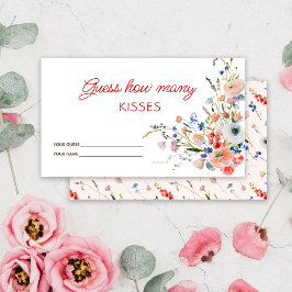 Tarjeta De Recepción Elegant Floral adivina cuántos besos juego de novi