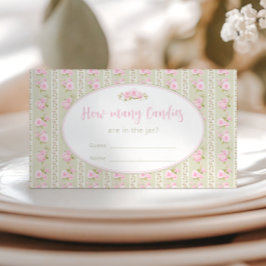 Tarjeta De Recepción Elegant Floral Candy Jar Baby Shower Game Card