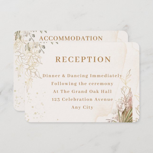 Tarjeta De Recepción Elegant Floral Enclosure Card  (Anverso / Reverso)