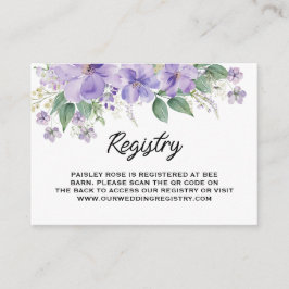 Tarjeta De Recepción Elegant Floral Purple Bridal Shower