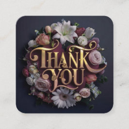 Tarjeta De Recepción Elegant Floral “Thank You” Gold Lettering Design