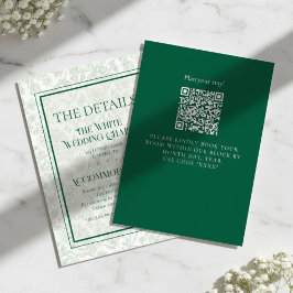 Tarjeta De Recepción Elegant Floral Toile QR Code Wedding Details