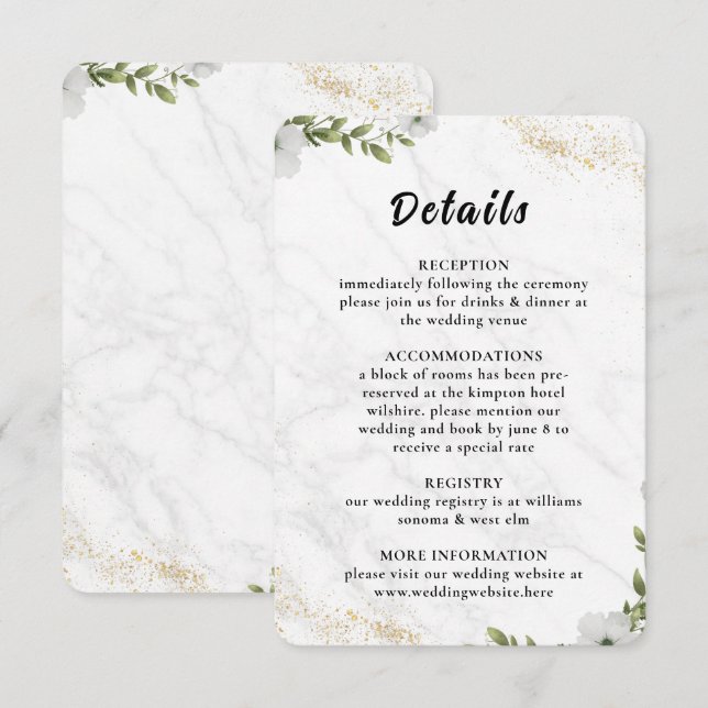Tarjeta De Recepción Elegant Floral Wedding Enclosure Card  (Anverso / Reverso)