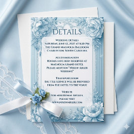 Tarjeta De Recepción Elegant French Blue White Floral Shabby Chic Decor