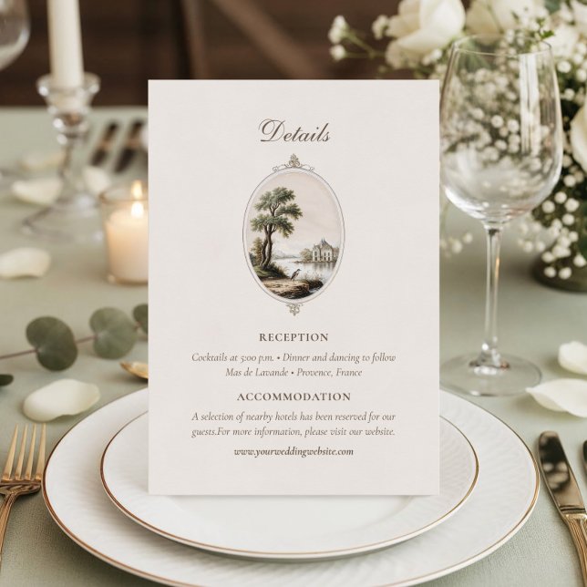 Tarjeta De Recepción Elegant French Chateau Wedding Details  (Subido por el creador)