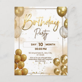 Tarjeta De Recepción Elegant Gold Birthday Party Invitation Enclosure