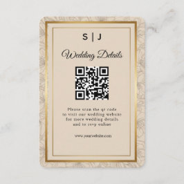 Tarjeta De Recepción Elegant Gold Frame QR Code Wedding Details