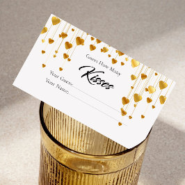 Tarjeta De Recepción Elegant Gold Hearts cuántos besos juego de novias