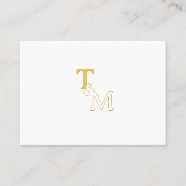 Tarjeta De Recepción Elegant Gold Initial Monogram Enclosure Card (Anverso)