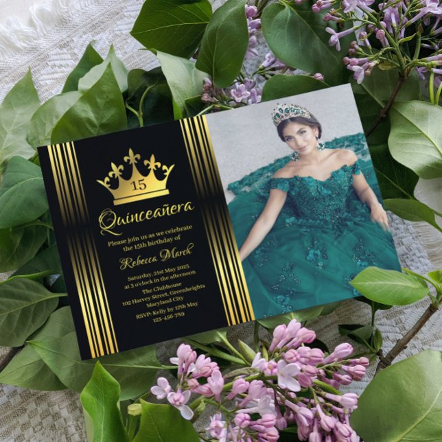 Tarjeta De Recepción Elegant Gold Quinceanera Invitation (Subido por el creador)