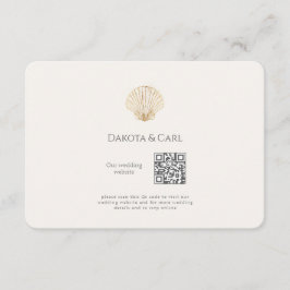Tarjeta De Recepción Elegant Gold Seashell Website Enclosure Card