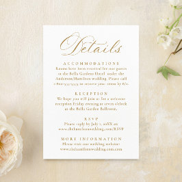 Tarjeta De Recepción Elegant Gold Victorian Floral Wedding Details
