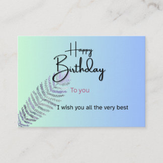 Tarjeta De Recepción Elegant Gradient Birthday Card with Fern Leaf | Cu