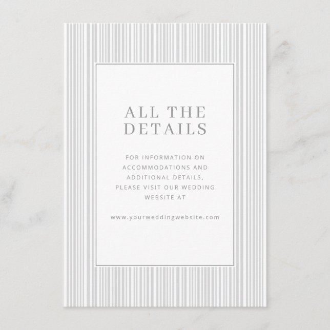 Tarjeta De Recepción Elegant Gray Minimalist Stripes (Anverso)