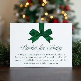 Tarjeta De Recepción Elegant Green Bow Christmas Books For Baby