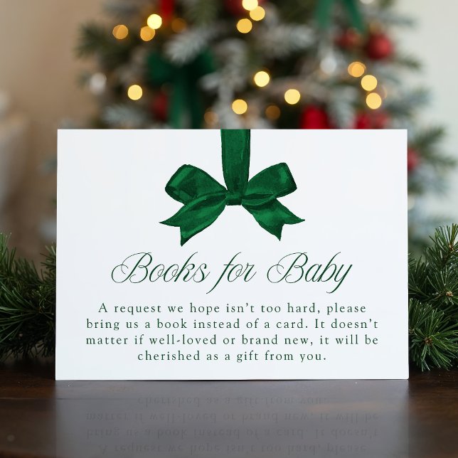 Tarjeta De Recepción Elegant Green Bow Christmas Books For Baby (Subido por el creador)