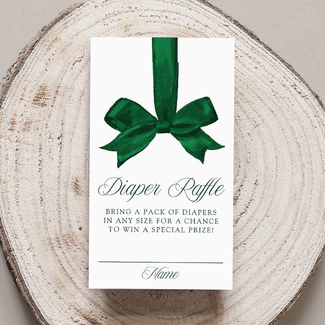 Tarjeta De Recepción Elegant Green Bow Christmas Diaper Raffle (Subido por el creador)