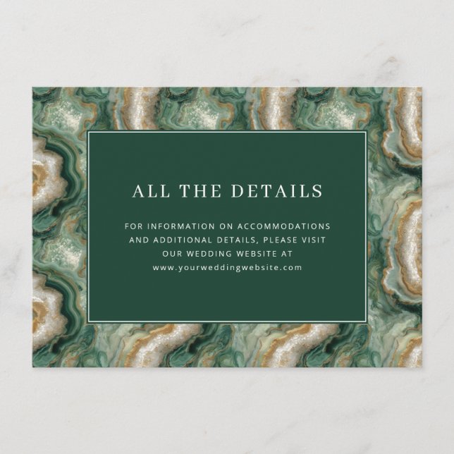 Tarjeta De Recepción Elegant Green Marbled Details (Anverso)