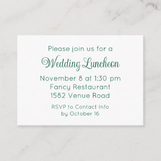 Tarjeta De Recepción Elegant Green Script Wedding Event Invitation