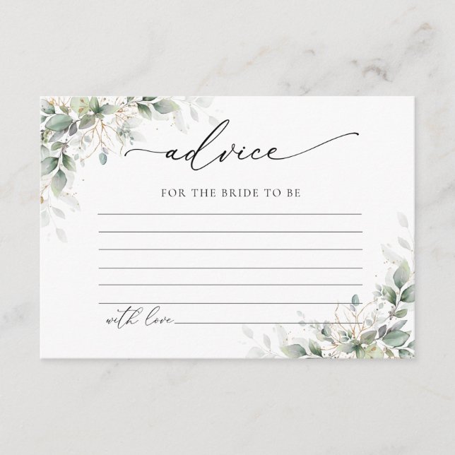 Tarjeta De Recepción Elegant Greenery Wedding Advice Enclosure Card (Anverso)