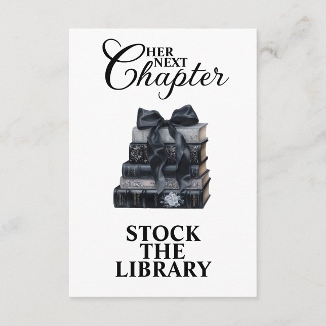 Tarjeta De Recepción Elegant Her Next Chapter Bookish Bridal Shower  (Anverso)