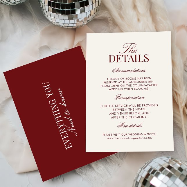 Tarjeta De Recepción Elegant Ivory Burgundy Wedding  (Subido por el creador)