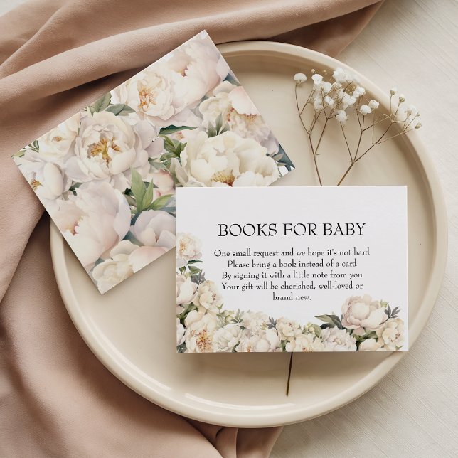 Tarjeta De Recepción Elegant Ivory Peony Books for Baby (Subido por el creador)