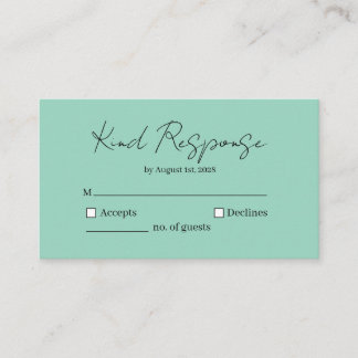 Tarjeta De Recepción Elegant Kind Response RSVP Card