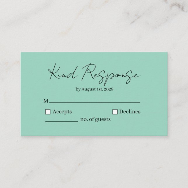 Tarjeta De Recepción Elegant Kind Response RSVP Card (Anverso)