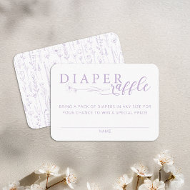 Tarjeta De Recepción Elegant Lavender Baby Shower Diaper Raffle