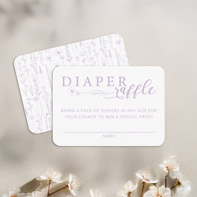 Tarjeta De Recepción Elegant Lavender Baby Shower Diaper Raffle (Diaper Raffle - Lavender Baby Shower
)