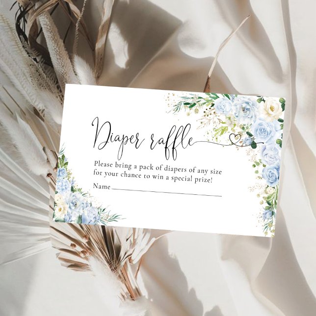 Tarjeta De Recepción Elegant Light Blue Diaper Raffle  Enclosur (Subido por el creador)