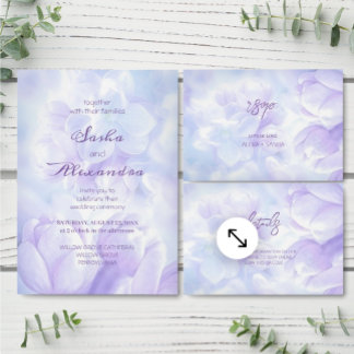 Tarjeta De Recepción Elegant Light Purple Lilac Flowers Wedding