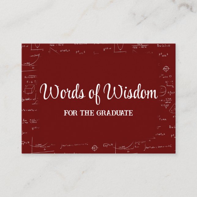 Tarjeta De Recepción Elegant Maroon Graduate Words of Wisdom Advice (Anverso)