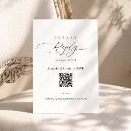 Tarjeta De Recepción Elegant Minimal QR RSVP Card 