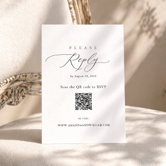 Tarjeta De Recepción Elegant Minimal QR RSVP Card 