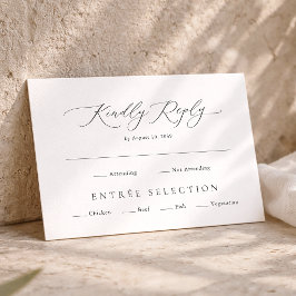 Tarjeta De Recepción Elegant Minimal RSVP Card with Meal Choice