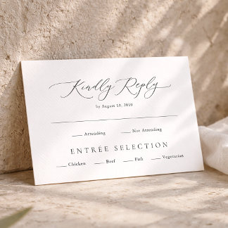 Tarjeta De Recepción Elegant Minimal RSVP Card with Meal Choice