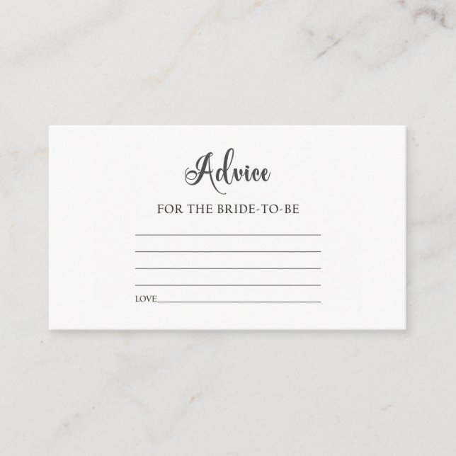 Tarjeta De Recepción Elegant Minimalist Advice for the Bride-to-Be (Anverso)