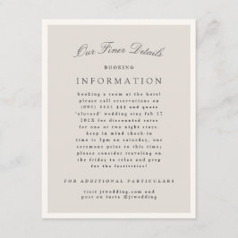Tarjeta De Recepción Elegant Minimalist Calligraphy Wedding Details