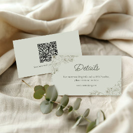 Tarjeta De Recepción Elegant Minimalist Floral Wedding QR Code Details