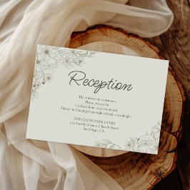 Tarjeta De Recepción Elegant Minimalist Floral Wedding Reception Detail