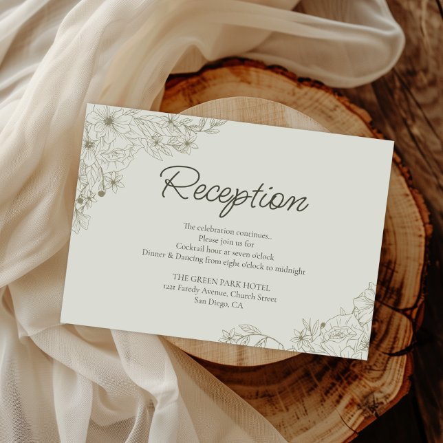 Tarjeta De Recepción Elegant Minimalist Floral Wedding Reception Detail (Subido por el creador)