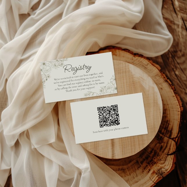 Tarjeta De Recepción Elegant Minimalist Floral Wedding Registry Insert  (Subido por el creador)